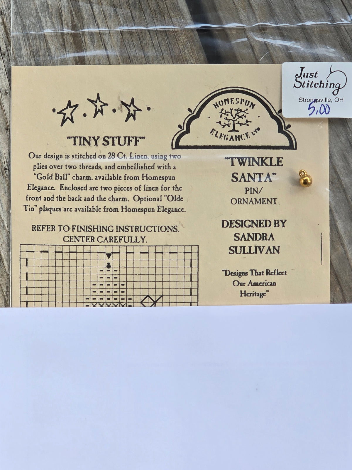 Homespun Elegance - Tiny Stuff - Twinkle Santa - TS-18 - Cross Stitch Kit