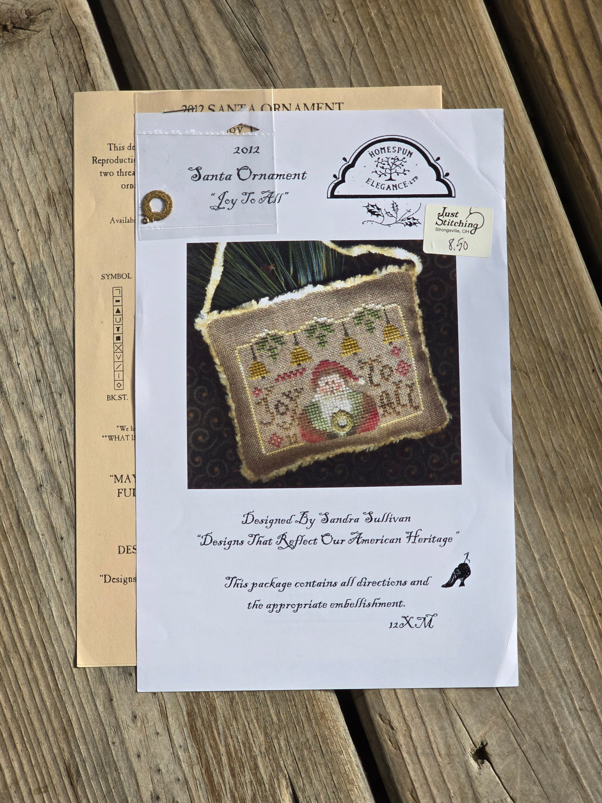 Homespun Elegance - 2012 Santa Ornament - Joy To All - Cross Stitch Pattern
