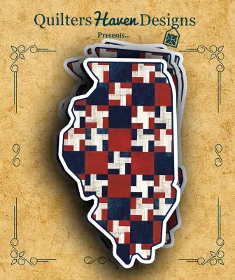 Quilters Haven Designs - Freedom State Quilt Sticker Illinois