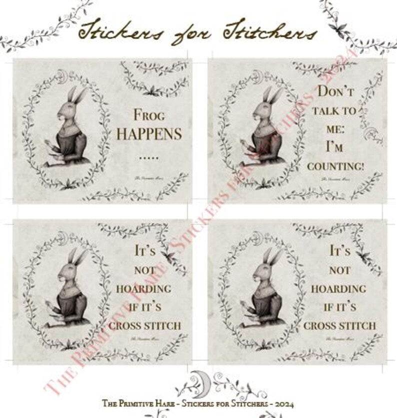 The Primitive Hare - Stickers for Stitchers - Rabbits