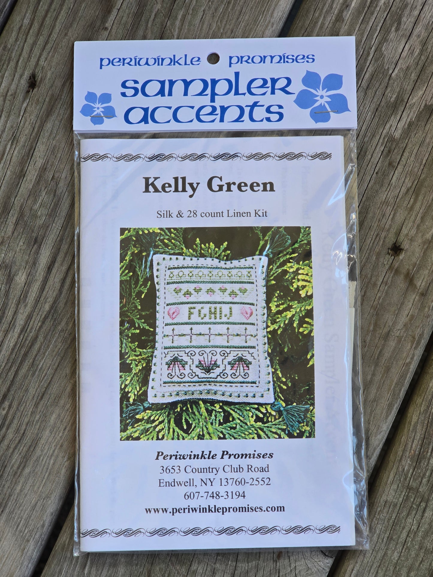 Periwinkle Promises - Kelly Green - Sampler Accents - Cross Stitch Kit