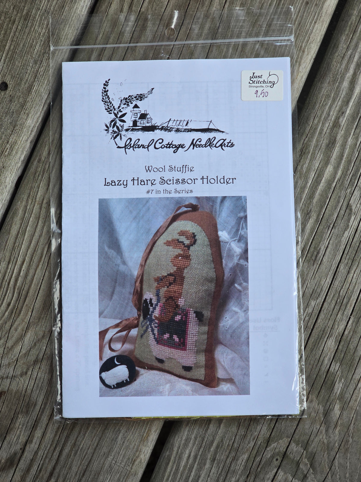 Island Cottage NeedleArts - Lazy Hare Scissor Holder - Wool Stuffie - Cross Stitch Kit