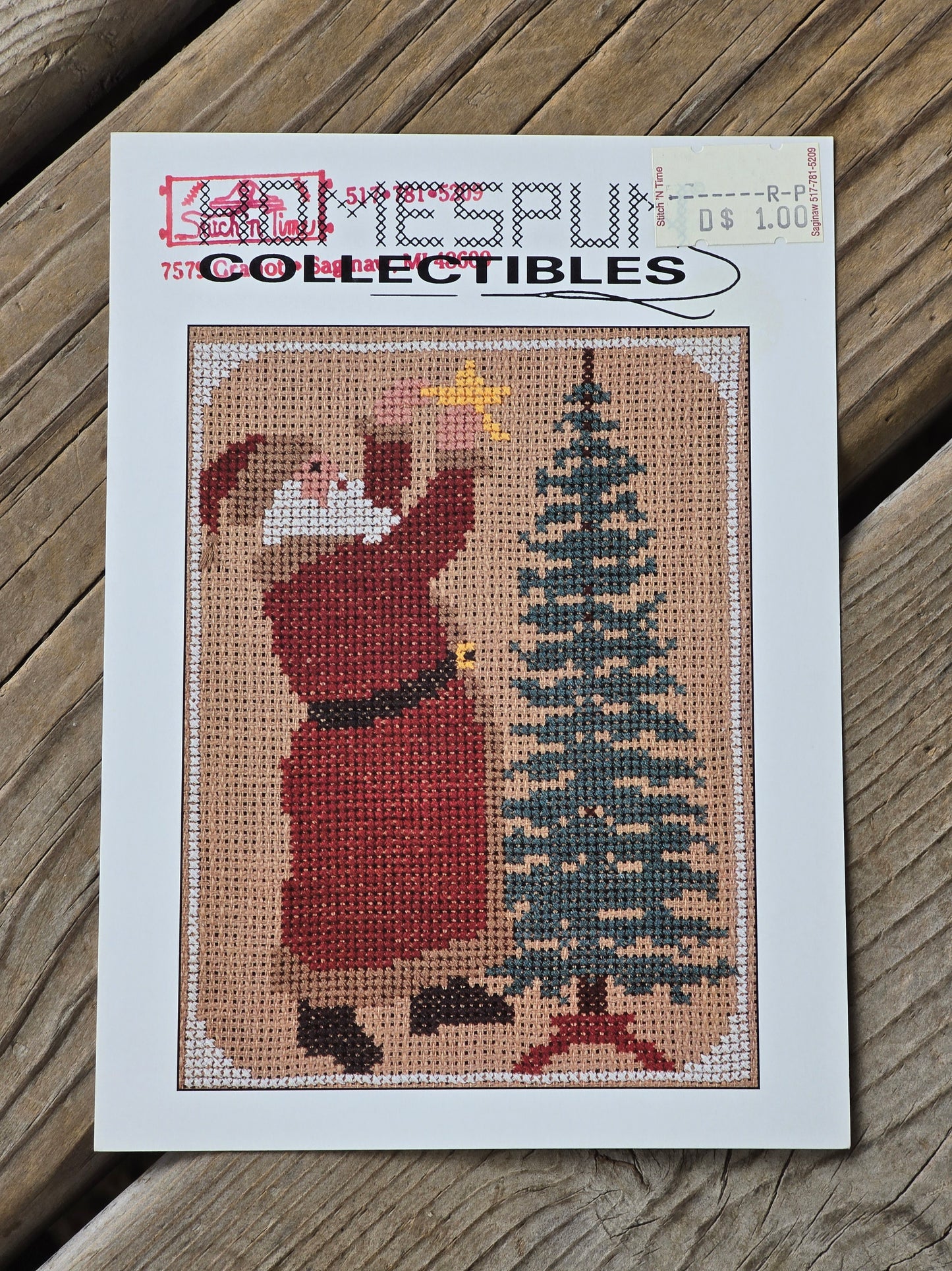 Homespun Collectibles - Santa with Christmas Tree - #47 - Cross Stitch Pattern