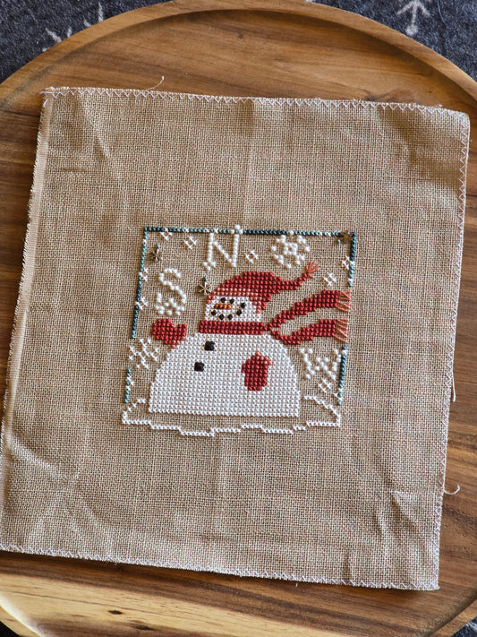 Unknown Designer - Snow Snowman - Completed Cross Stitch