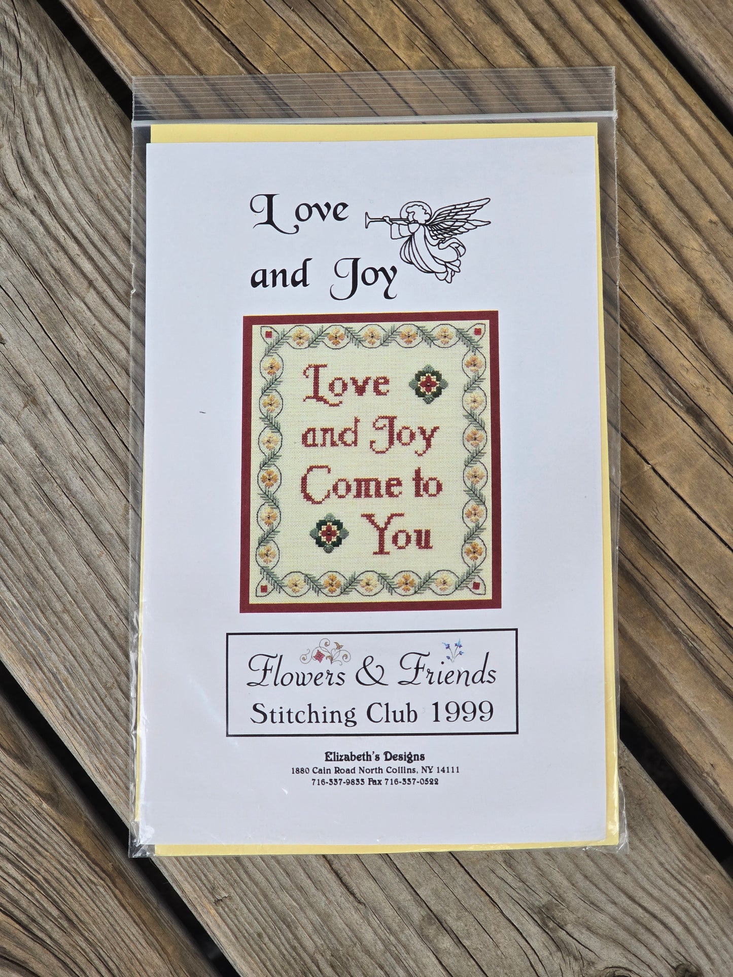 Elizabeth's Designs - Flowers & Friends Stitching Club 1999 - Love and Joy - Cross Stitch Pattern
