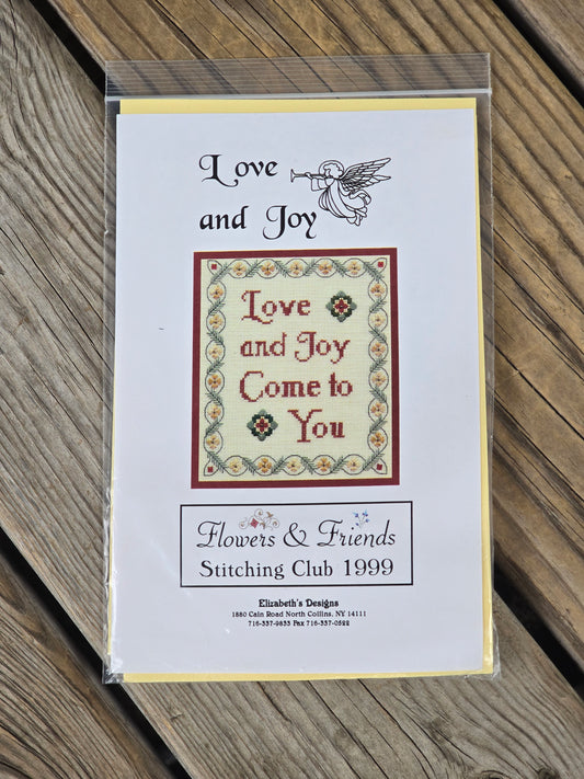 Elizabeth's Designs - Flowers & Friends Stitching Club 1999 - Love and Joy - Cross Stitch Pattern