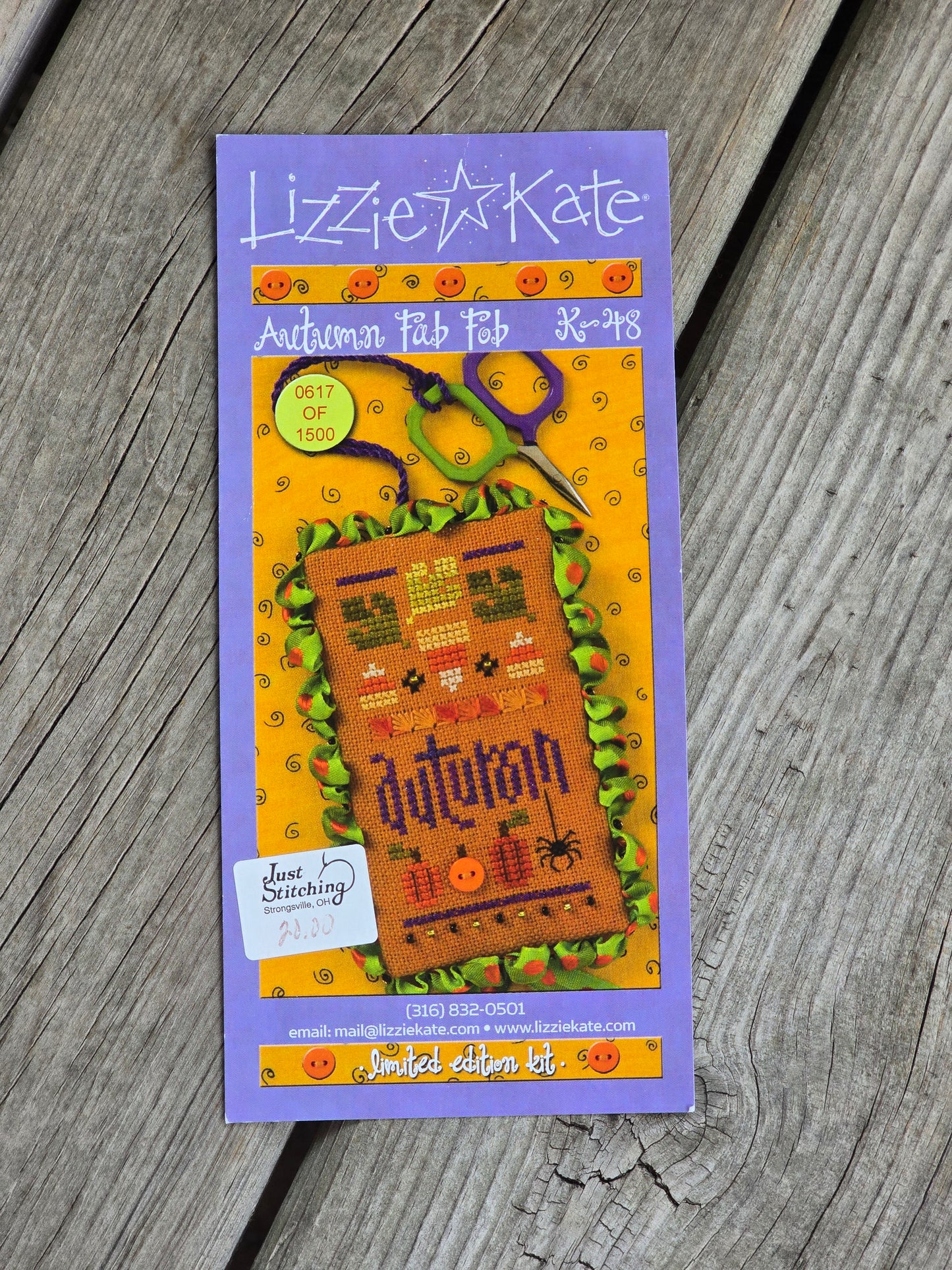 Lizzie Kate - Autumn Fab Fob - Completed Cross Stitch