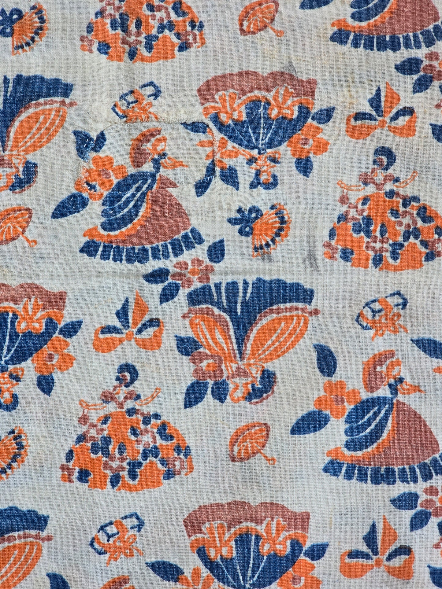 Brown, Blue and Orange Ladies - Linens - Feed Sack
