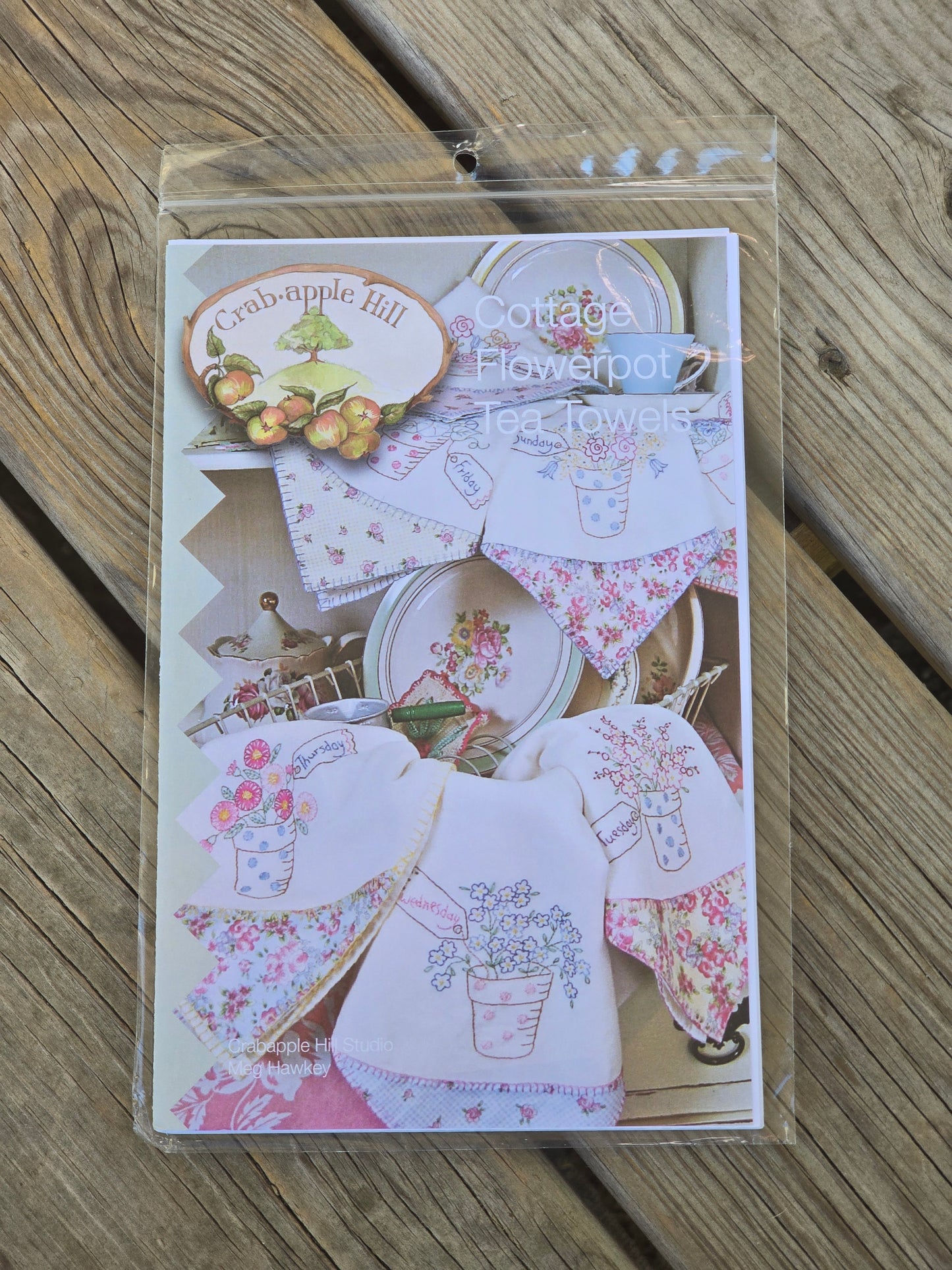 Crab-apple Hill - Cottage Flowerpot Tea Towels - Embroidery Pattern