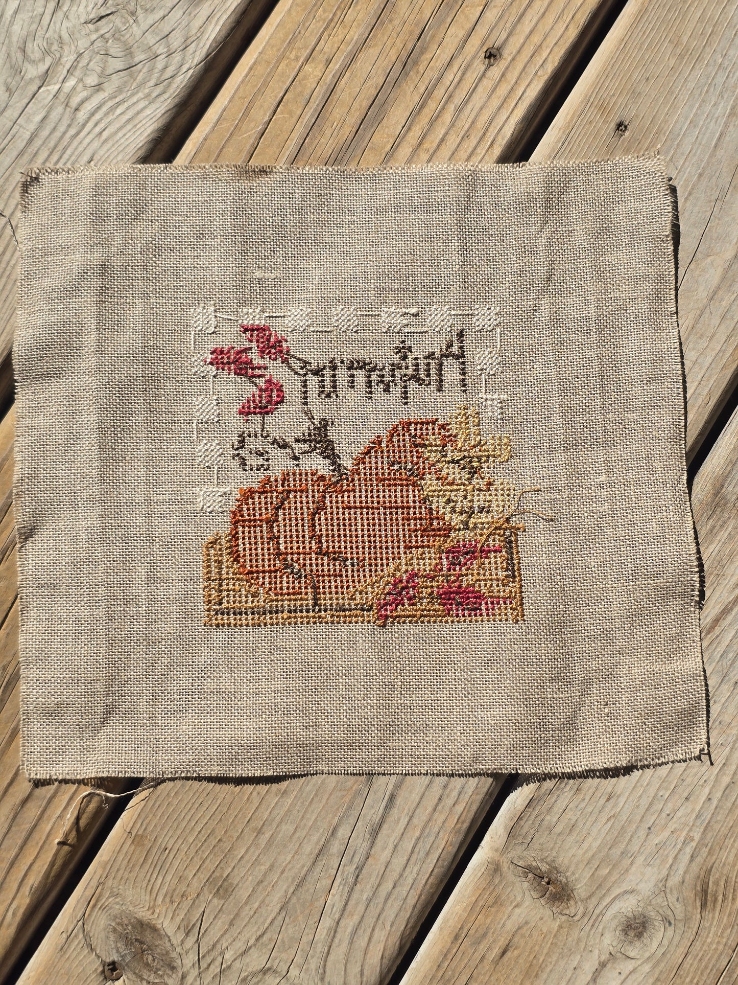 Bent Creek - Autumn Zipper - Completed Cross Stitch