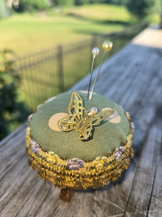 Handcrafted Harry Potter Inspired Ornate Pincushion with Butterfly Charm