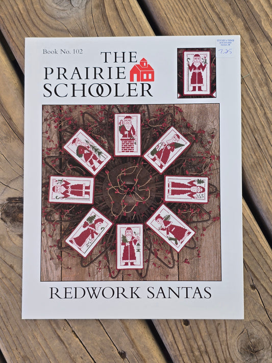 The Prairie Schooler - Redwork Santas - Book No. 102 - Cross Stitch Pattern