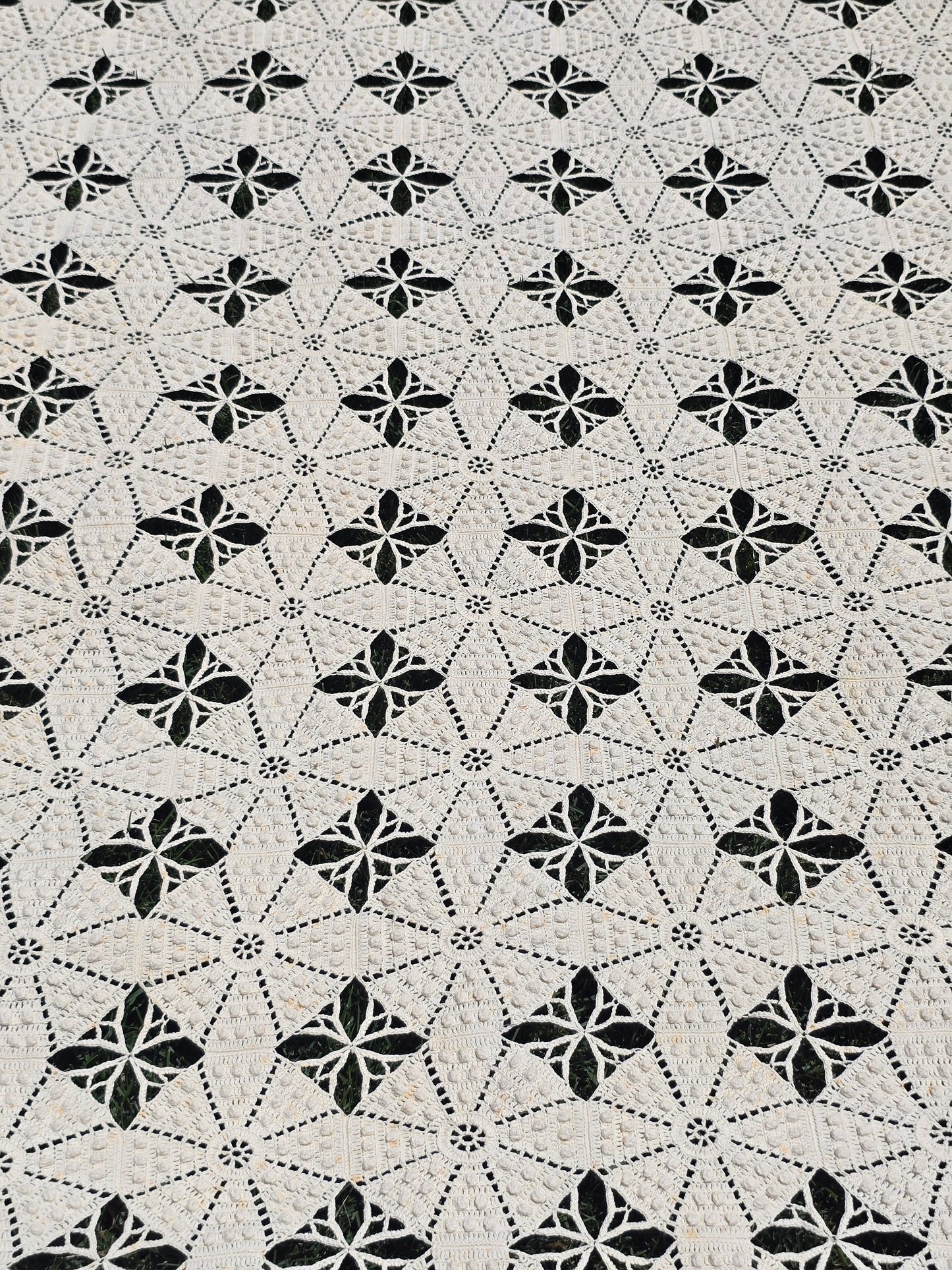 Vintage - Crocheted Tablecloth - 92" Square - Home Decor