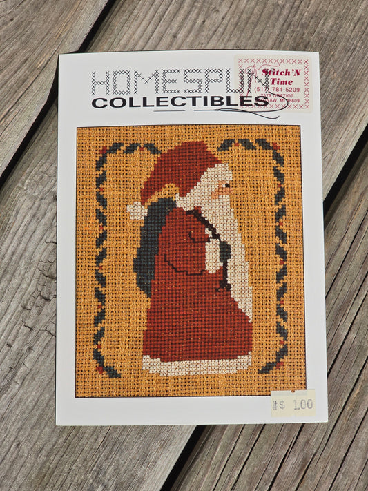Homespun Collectibles - Santa with Green Sack - #7 - Cross Stitch Pattern