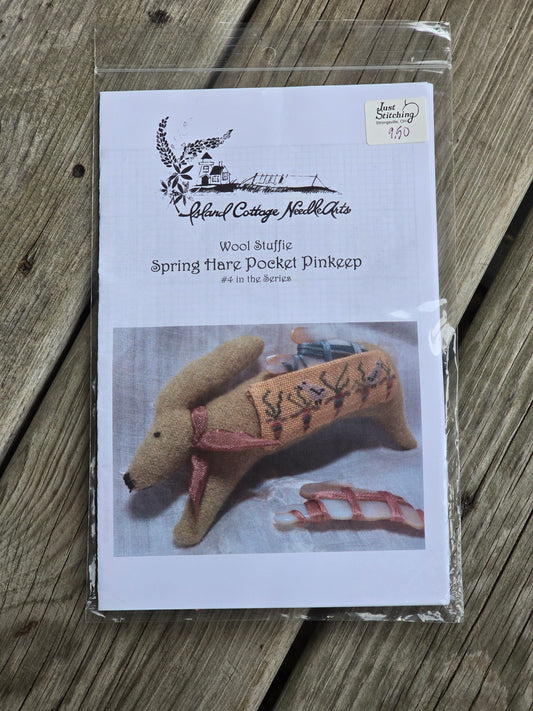 Island Cottage NeedleArts - Spring Hare Pocket Pinkeep - Wool Stuffie - Cross Stitch Kit