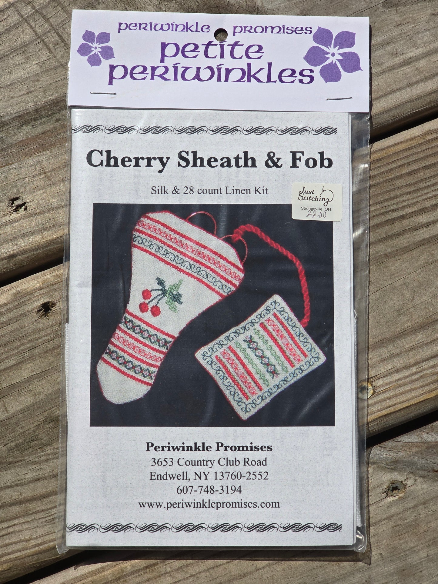 Periwinkle Promises - Cherry Sheath & Fob - Petite Periwinkles - Cross Stitch Kit