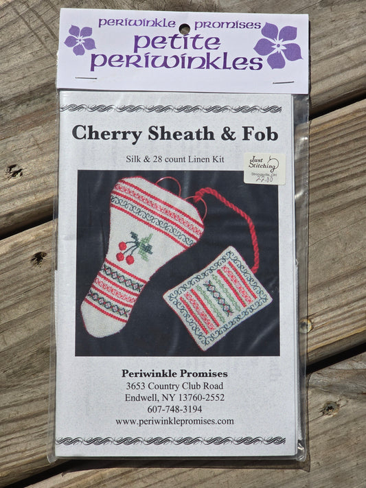 Periwinkle Promises - Cherry Sheath & Fob - Petite Periwinkles - Cross Stitch Kit
