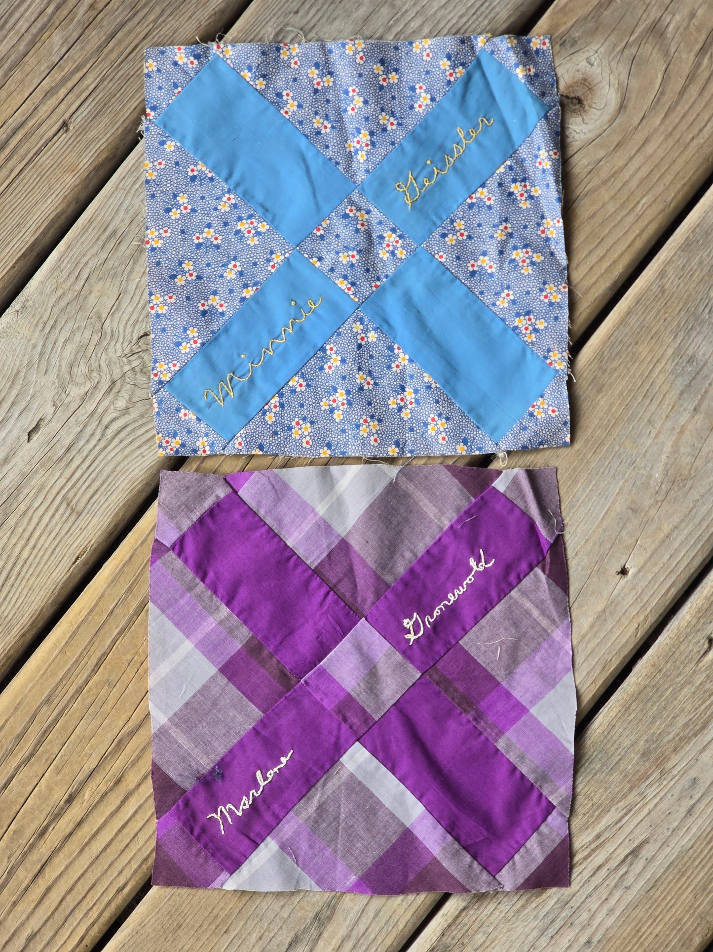 Vintage Signature Quilt Blocks - Set of 2