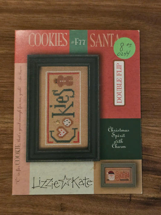 Lizzie Kate - Double Flip - Cookies Santa - #F77 - Cross Stitch Pattern