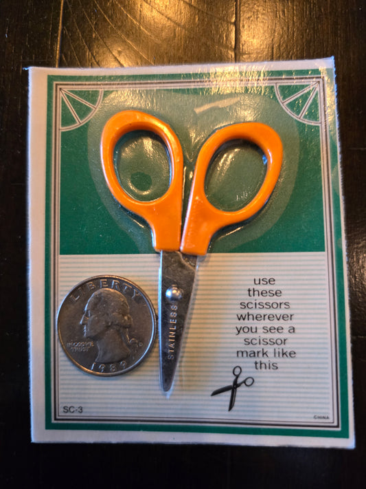 Vintage Mini Scissors with Orange Handles