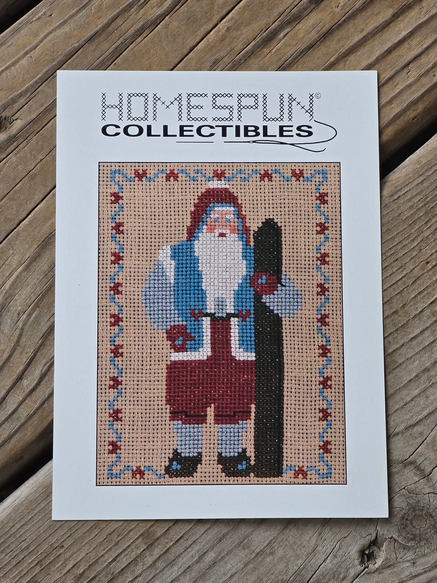 Homespun Collectibles - Santa with Snowboard - #41 - Cross Stitch Pattern