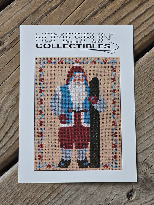 Homespun Collectibles - Santa with Snowboard - #41 - Cross Stitch Pattern