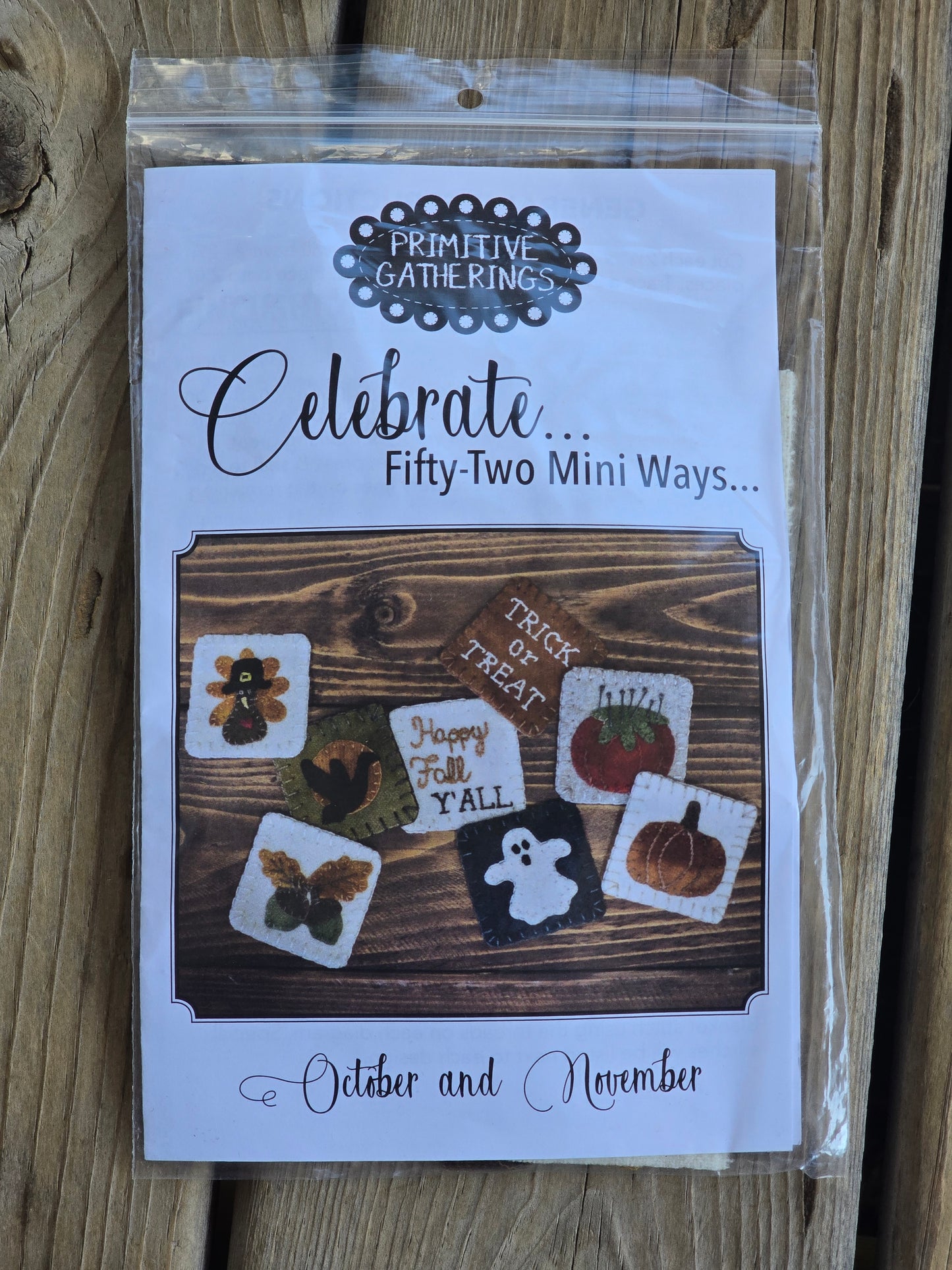 Primitive Gatherings - Celebrate Fifty-Two Mini Ways - October and November - Wool Kit