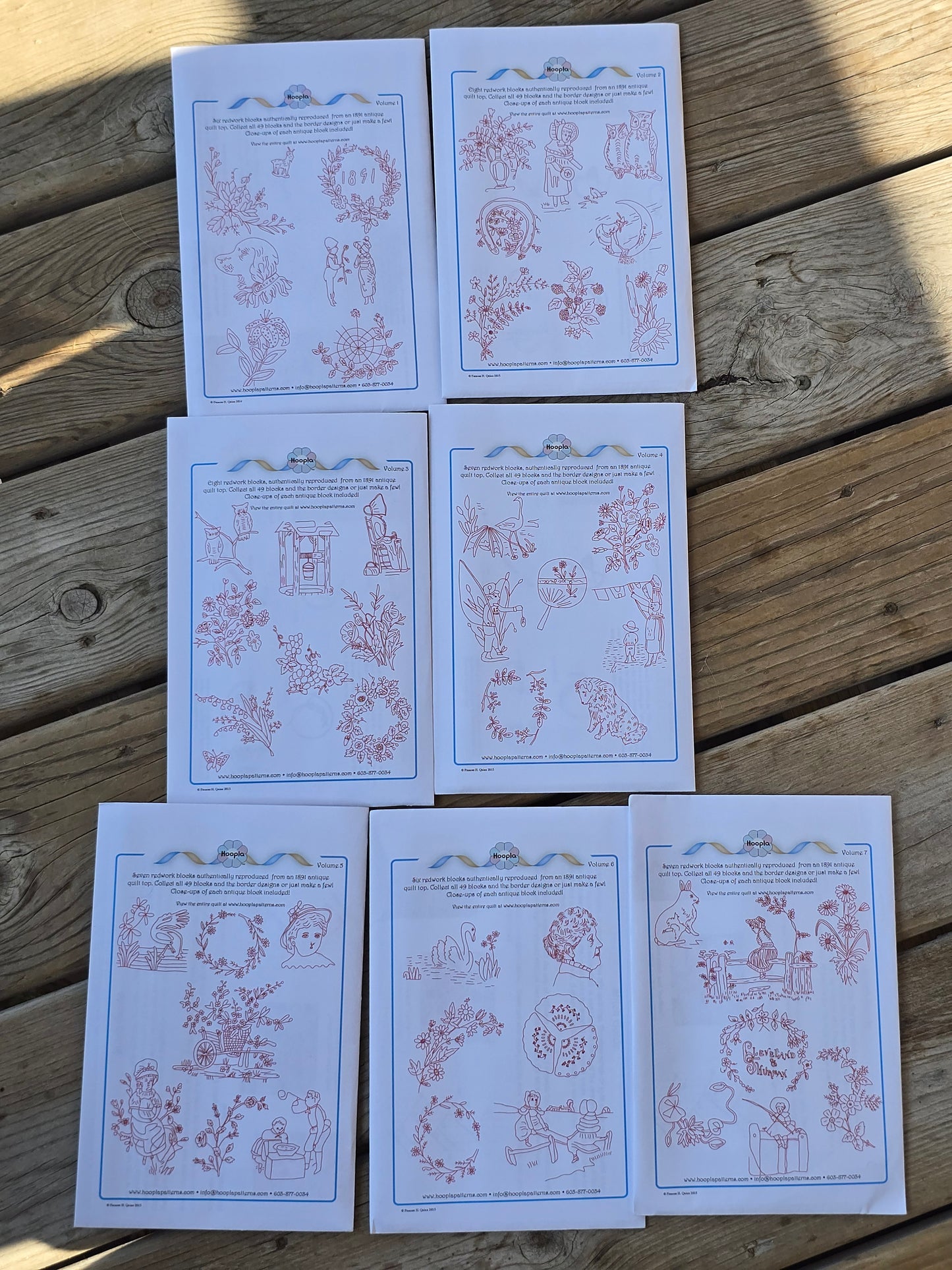 Hoopla Patterns - Redwork Blocks - Volume 1-7 - Embroidery Pattern