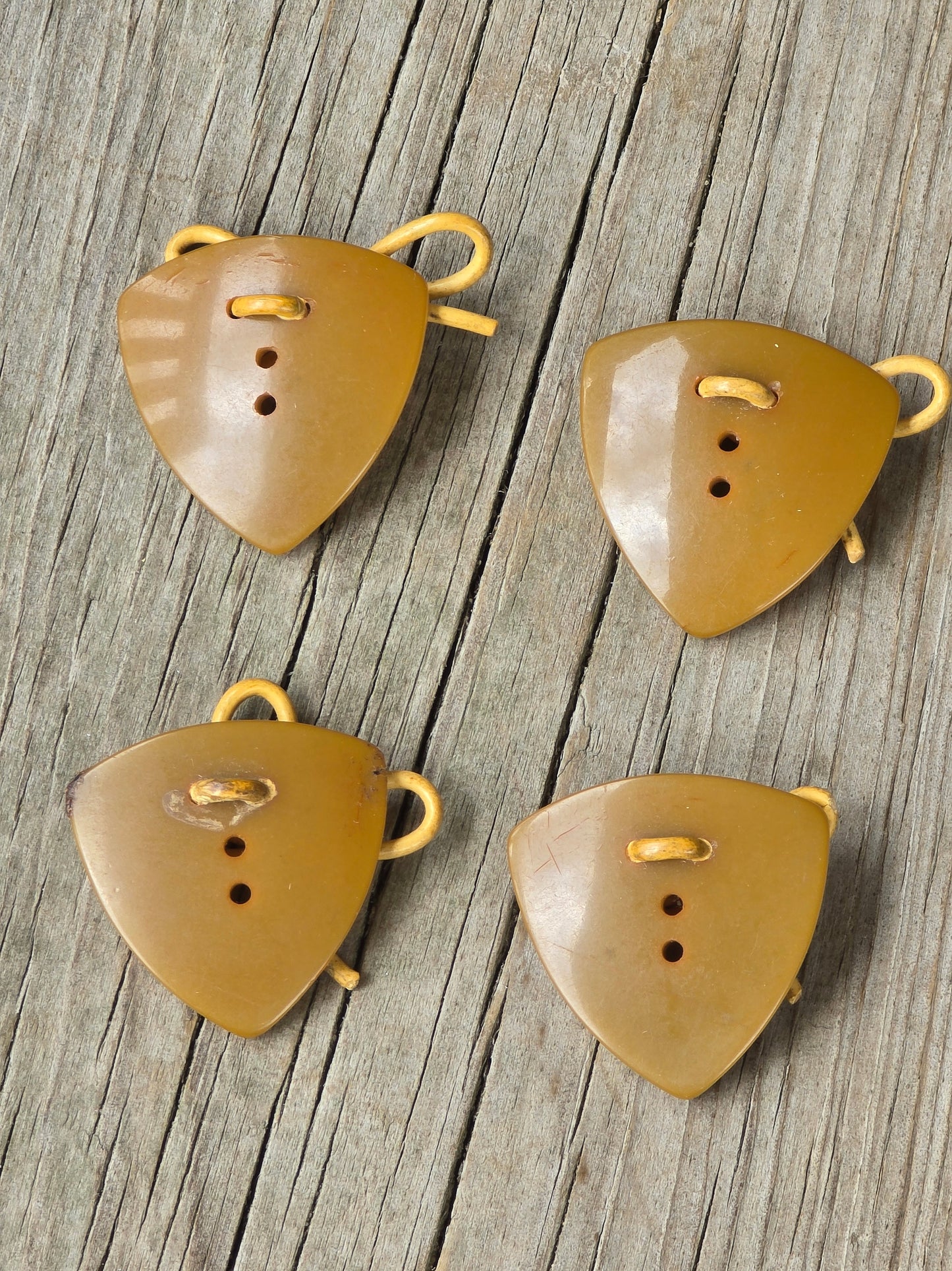 Convex Triangle Vintage Buttons - Set of 4