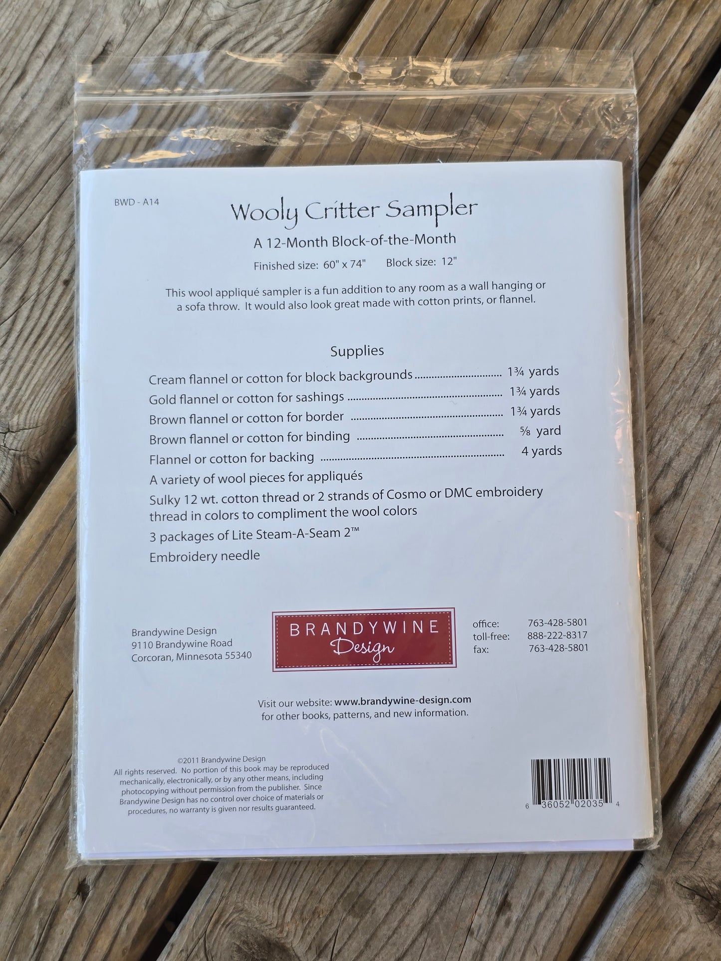Brandywine Design - Wooly Critter Sampler - Quilt Pattern