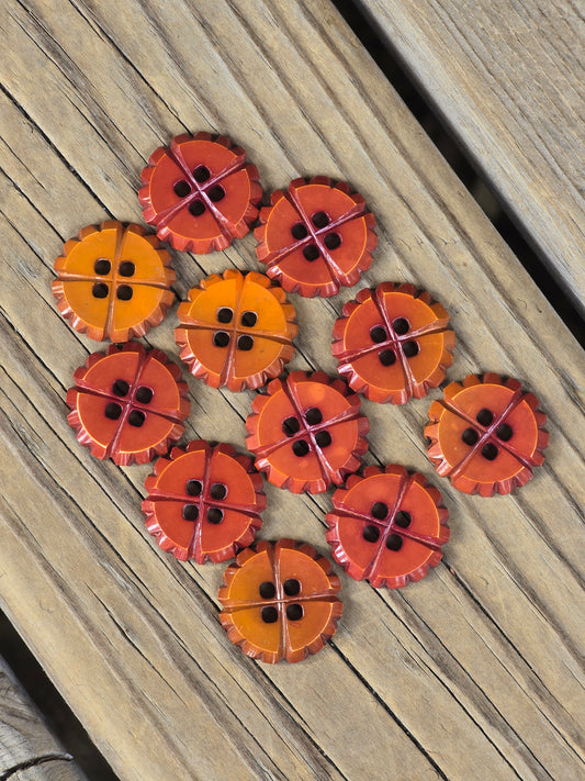 11 Vintage Amber Colored Plastic Buttons