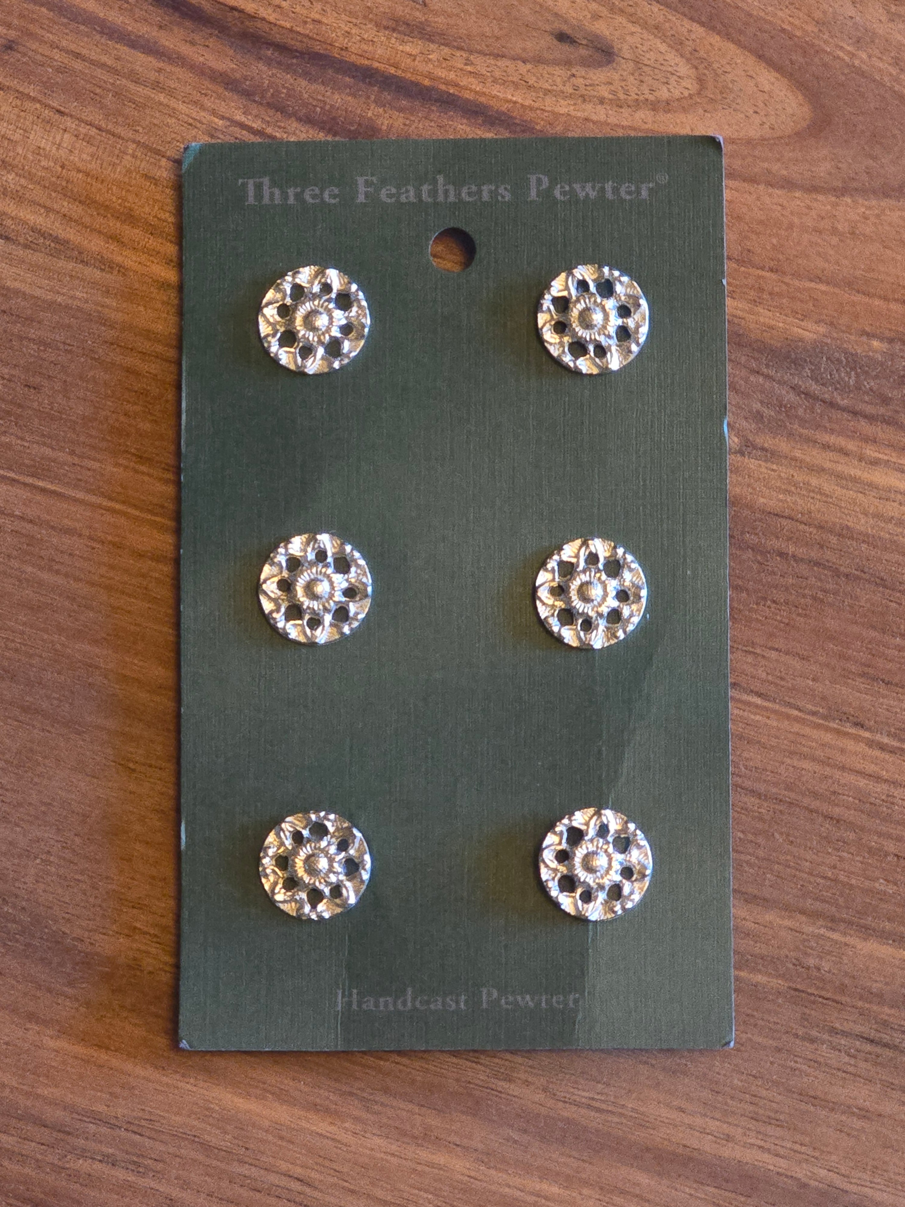 Three Feathers Pewter - Floral Style Buttons – GATHER 'N STITCH LLC