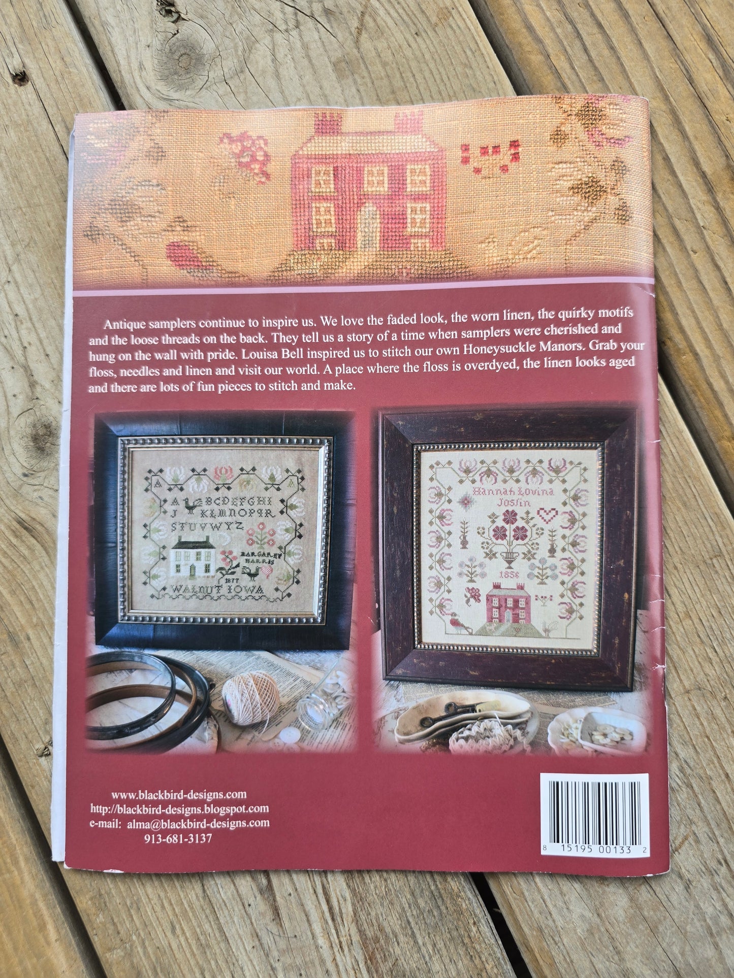 Blackbird Designs - Honeysuckle Manor - Samplers and Projects in Vintage Style - Cross Stitch Pattern Book