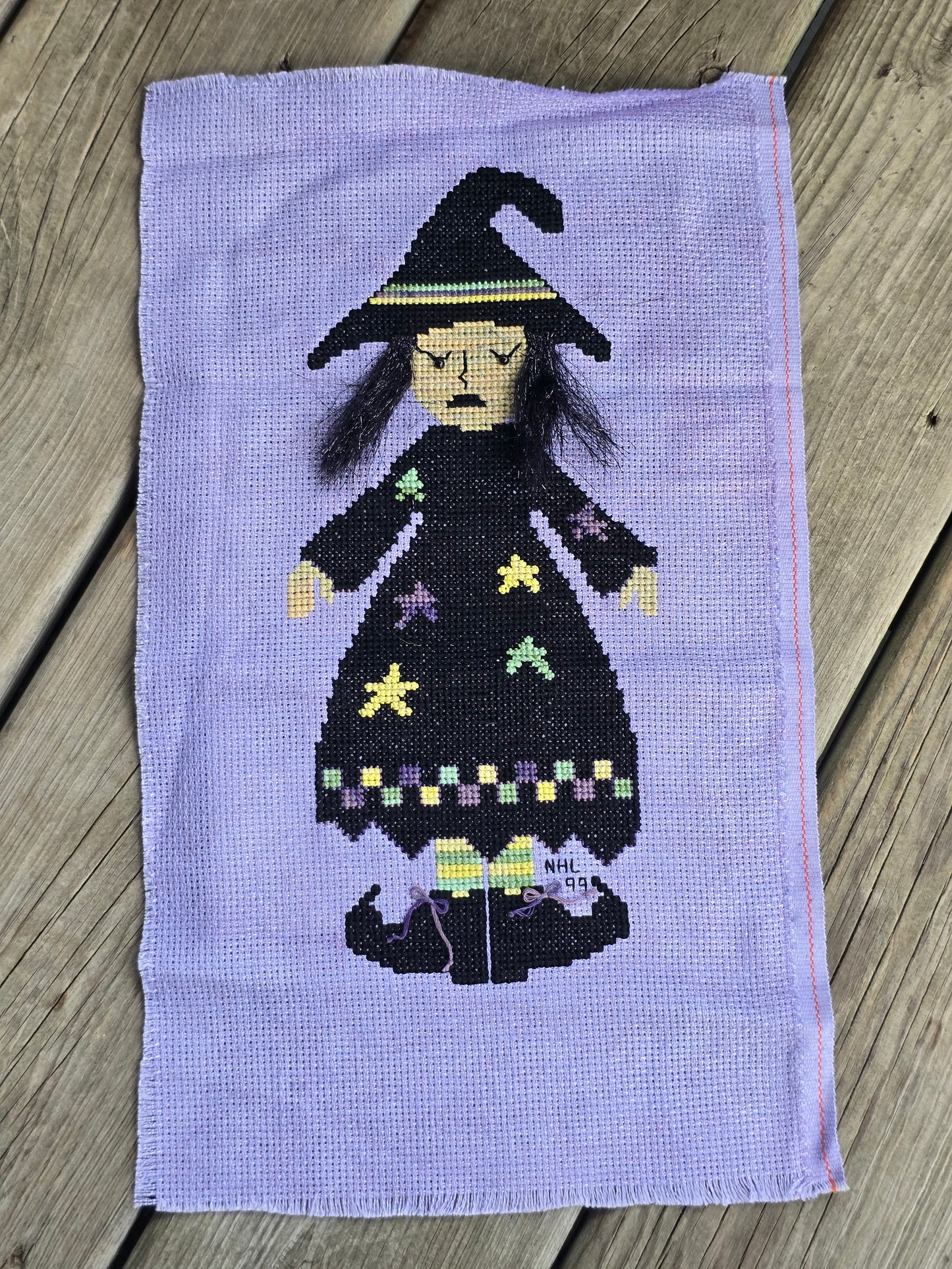 Poppy Kreations - Ms. Witch - Completed Cross Stitch