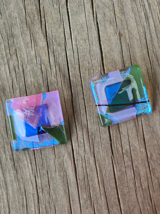 Square Fused Glass Buttons