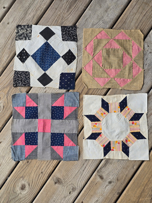 Mixed Lot of Pieced Antique/Vintage Quilt Blocks - Set of 7