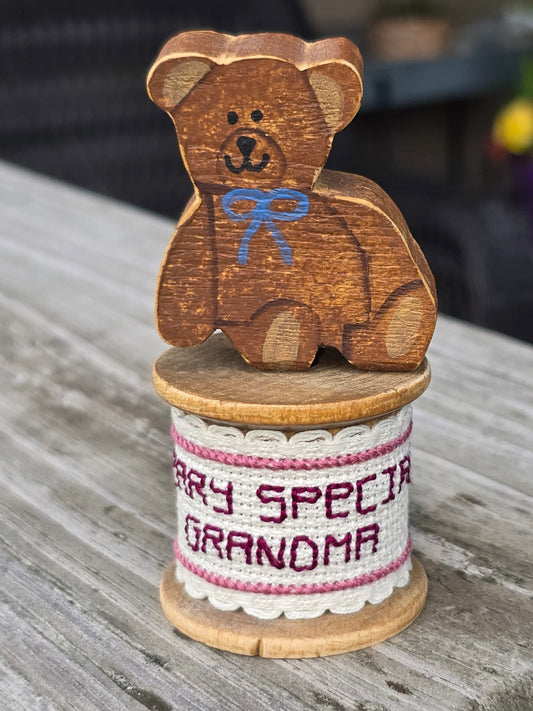 Faithwurks - Beary Special Grandma - Seasonal Spool Decoration