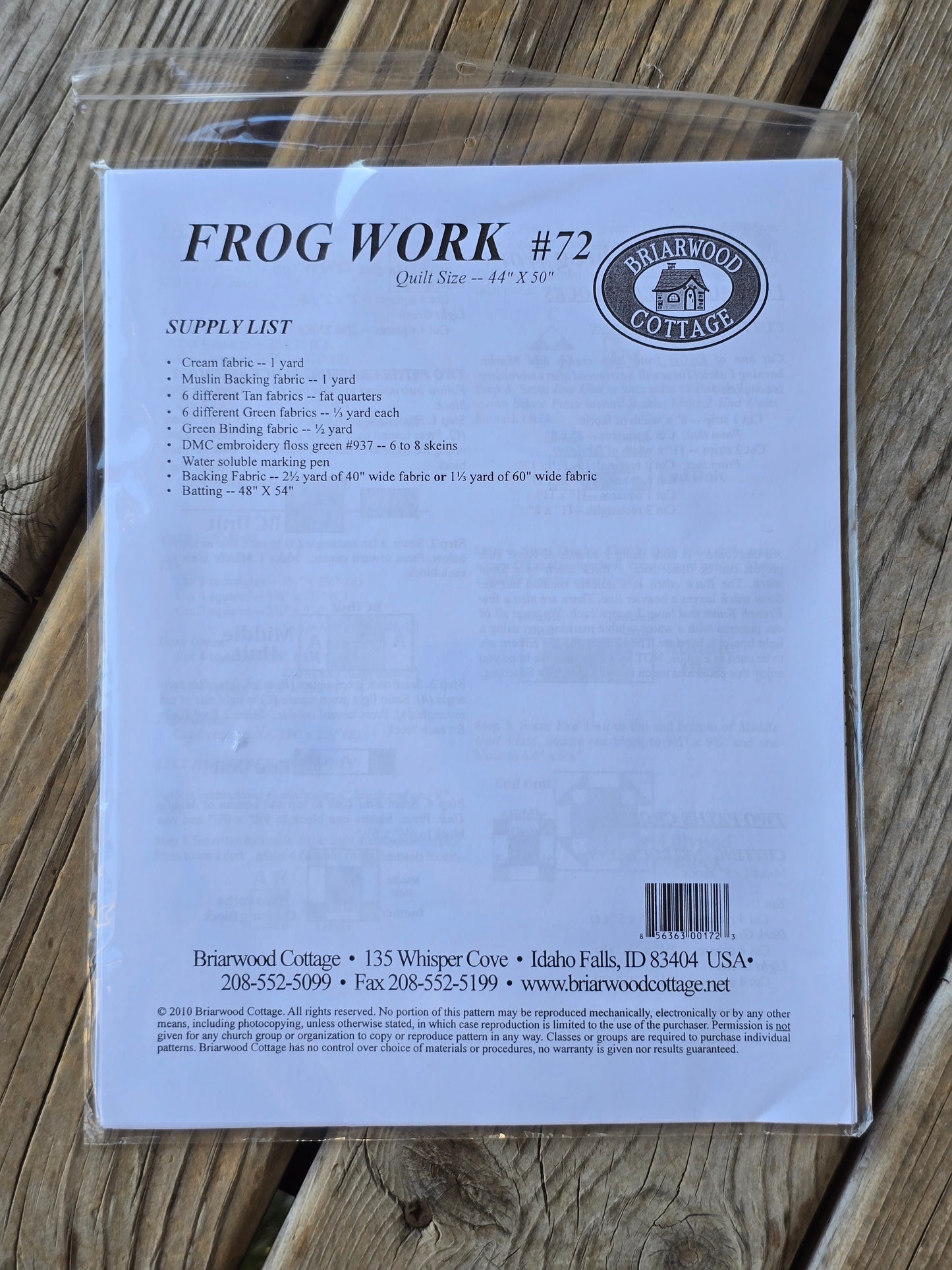 Briarwood Cottage - #72 Frog Work - Quilt Pattern