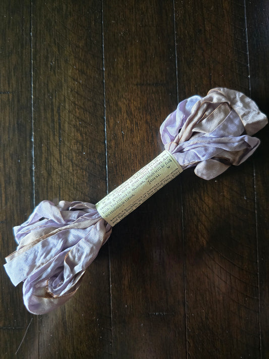 Lavender and Beige Rayon Crinkle Ribbon