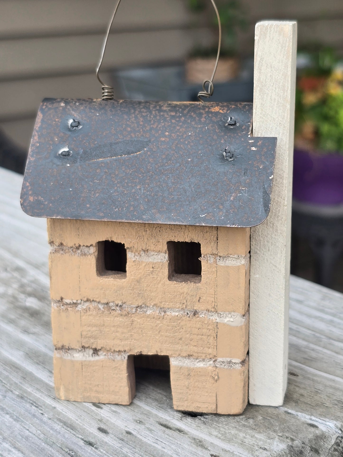 Set of Three Wooden Primitive Style Hanging Ornaments