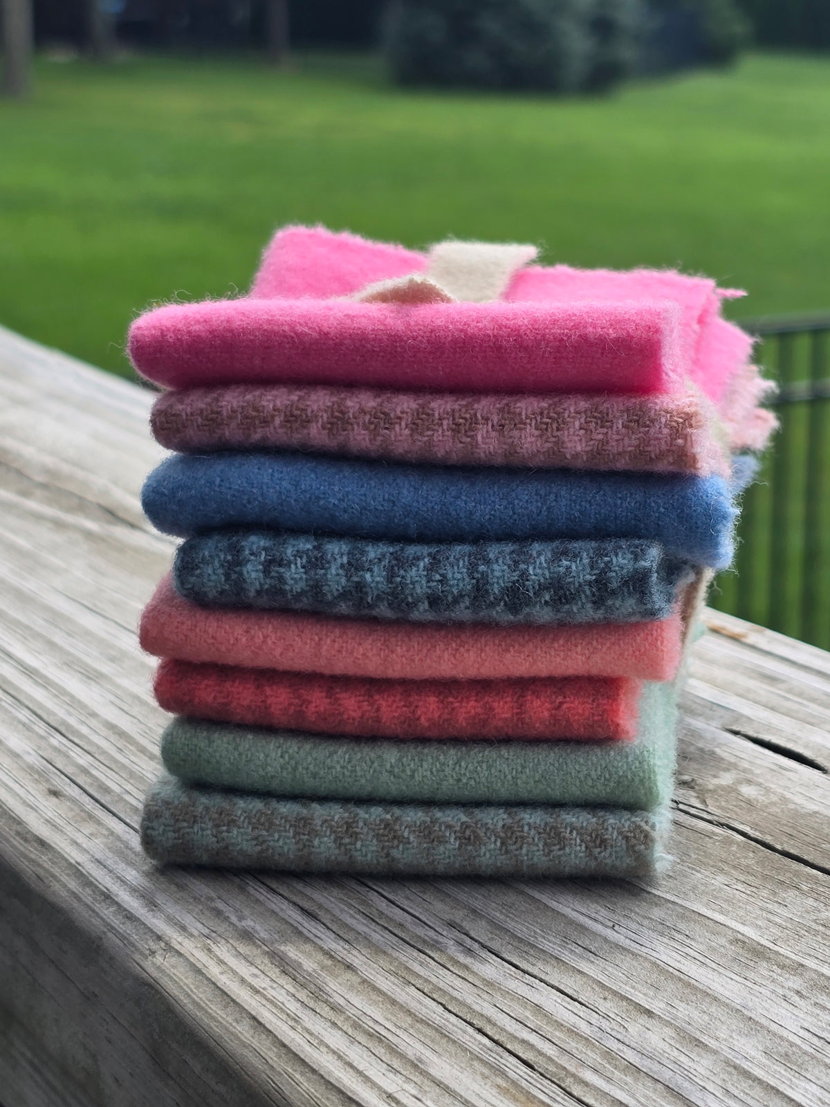 Petals and Blooms - Hand Dyed Wool Bundle - 8 Fat 16ths or 8 Fat 32nds - Bright Spring - Wool Fabric