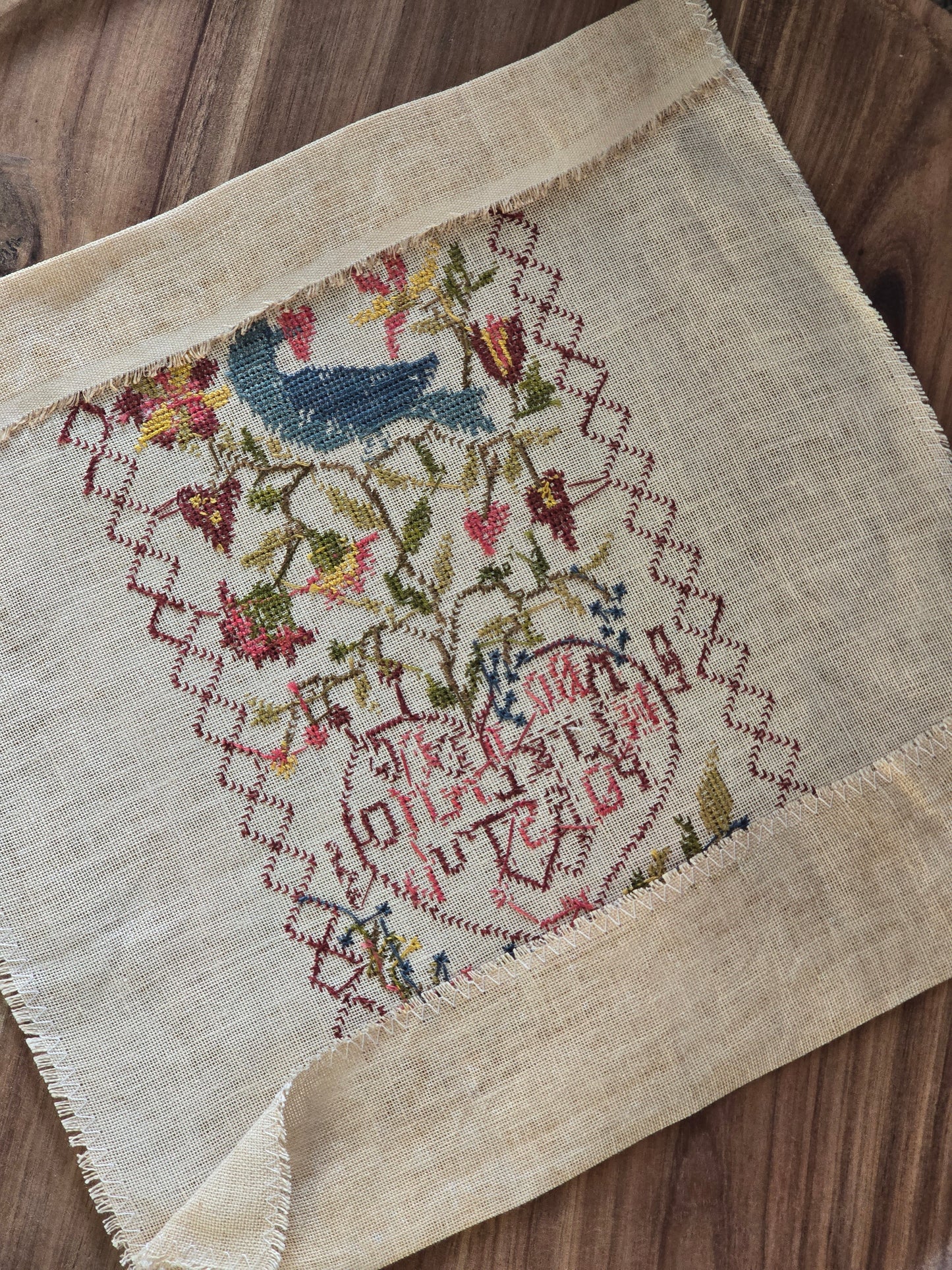 Blackbird Designs - Bluebird's Message - Completed Cross Stitch