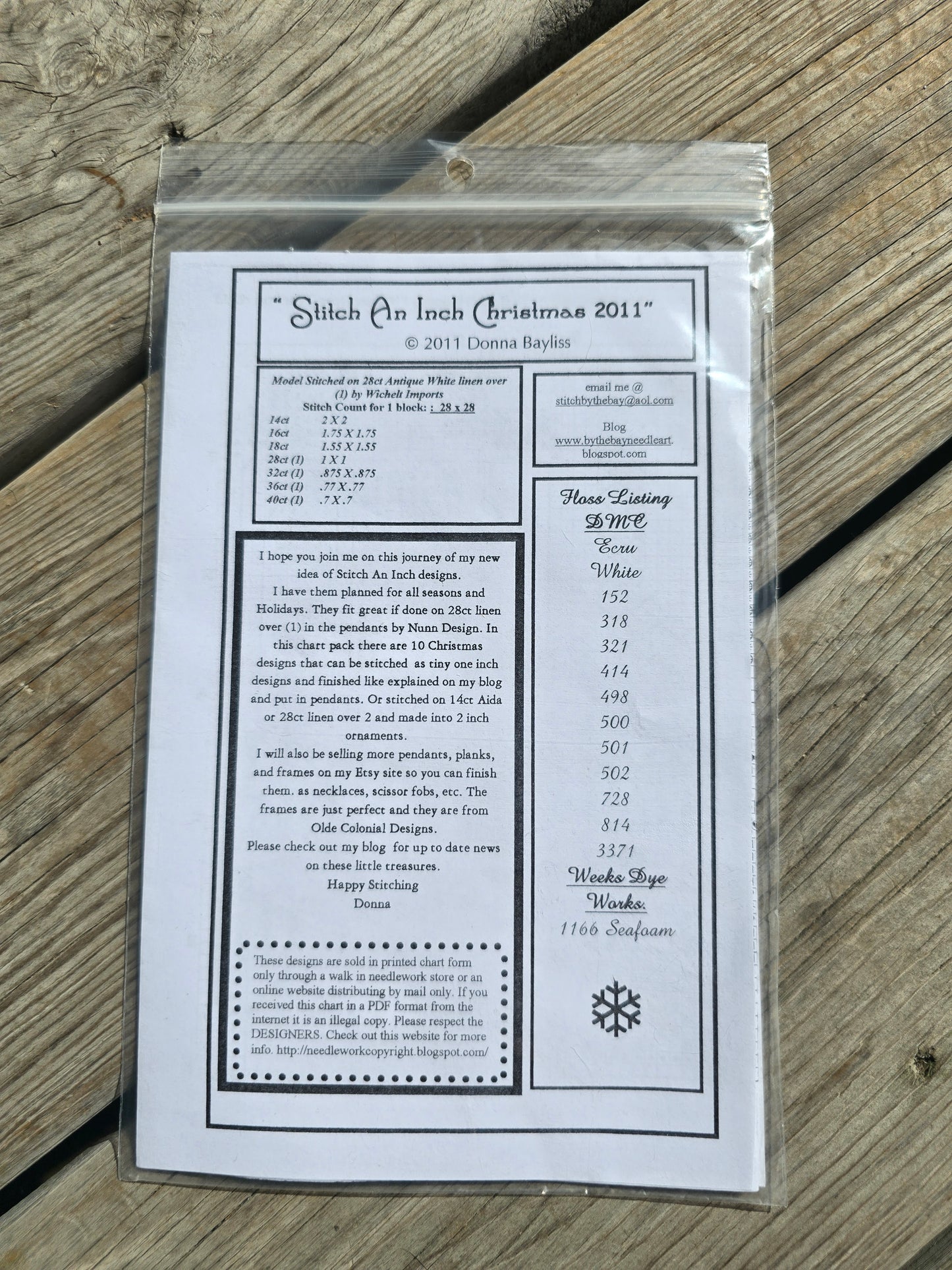 By the Bay Needleart - Stitch and Inch - Christmas 2011 - Cross Stitch Pattern