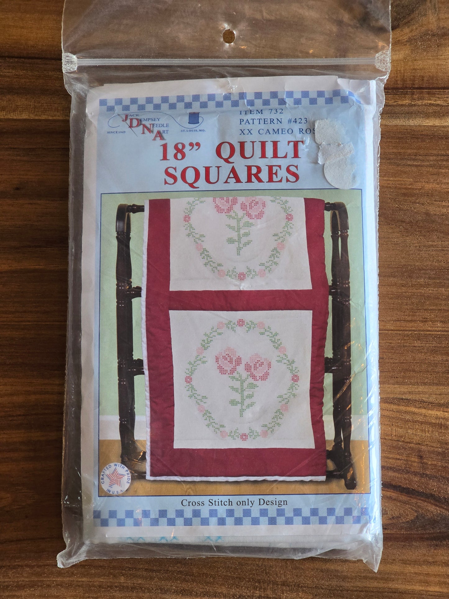 Jack Dempsey Needle Art - XX Cameo Rose - Pattern #423 - Cross Stitch Quilt Squares