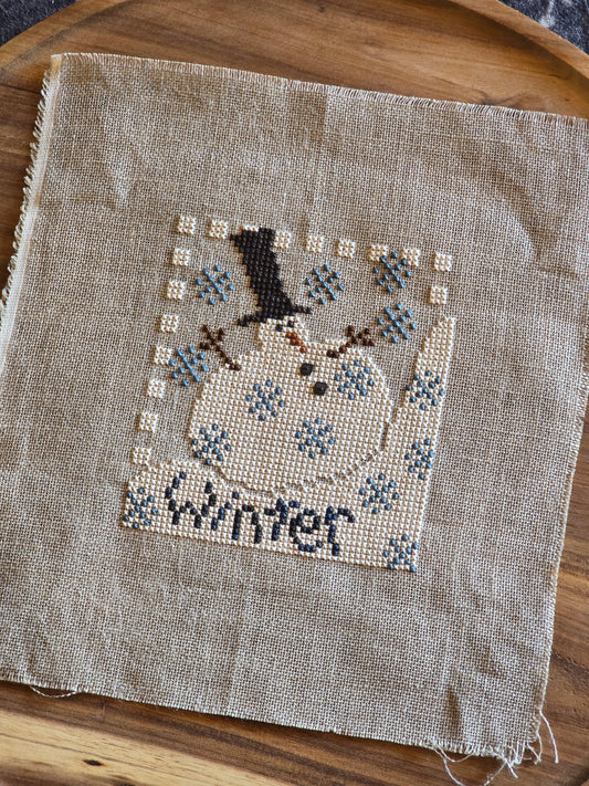Bent Creek - Winter Zipper - Completed Cross Stitch