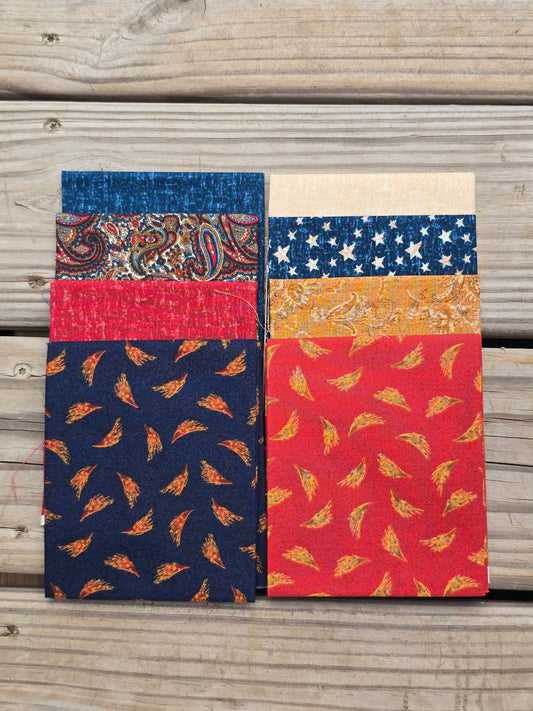 Patriotic Fat Quarter Bundle - Stars and Paisley - Quilting - Fabric - Fat Quarters