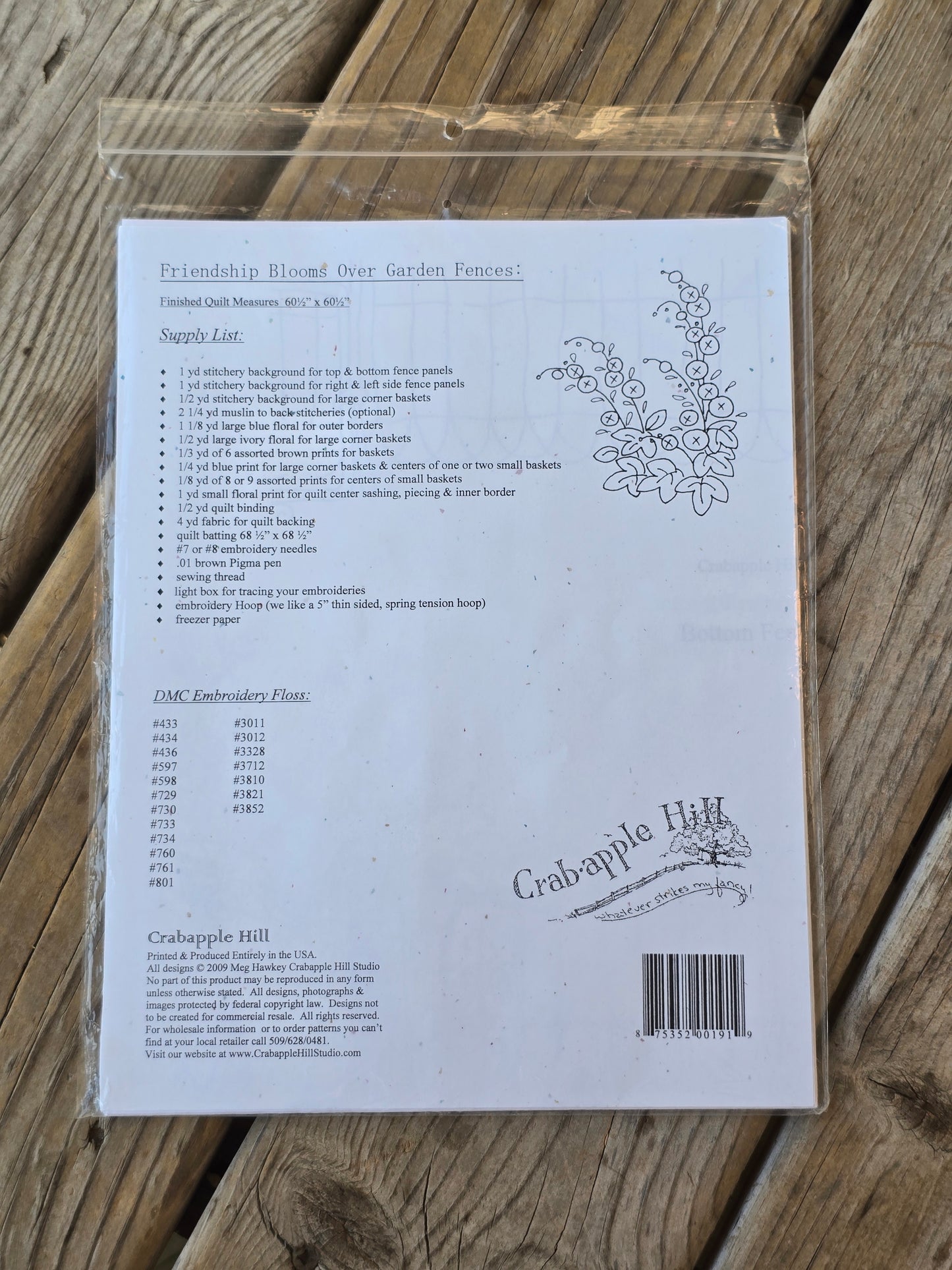 Crab-apple Hill - Friendship Blooms Over Garden Fences - Quilt Pattern