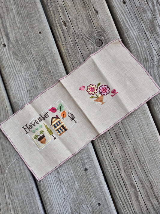 Lizzie Kate - Yearbook - November - Completed Cross Stitch