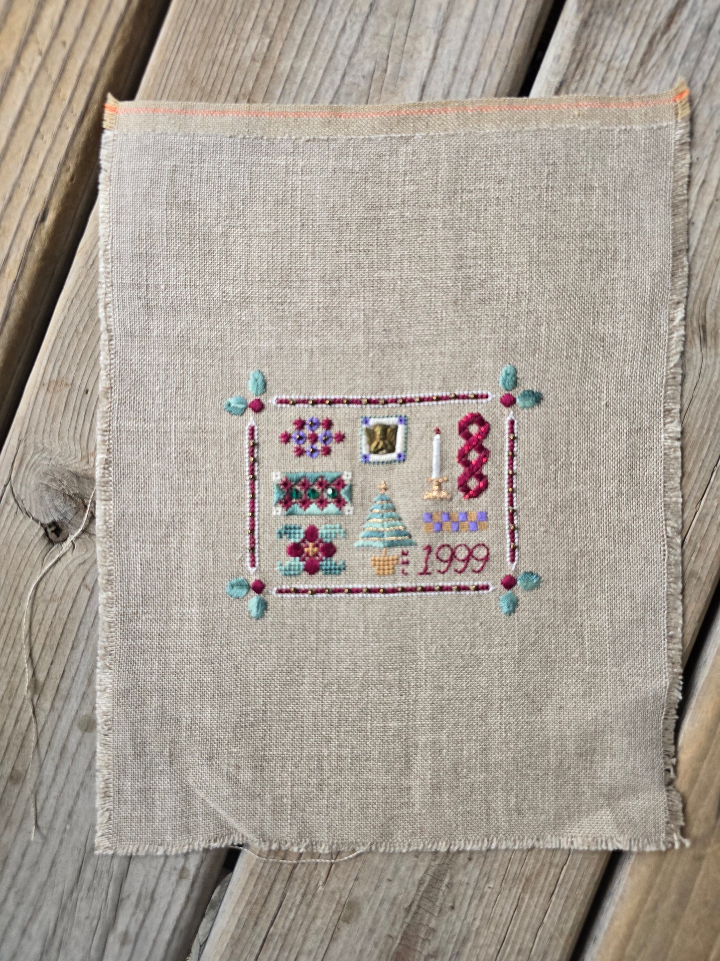 1999 Christmas Sampler - Completed Cross Stitch
