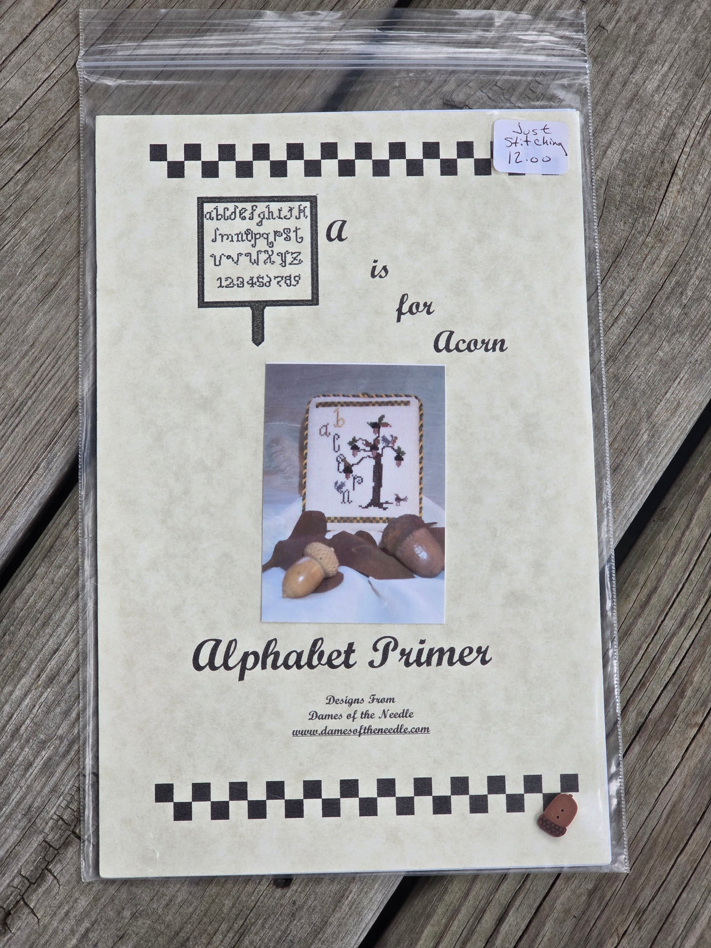 Dames of the Needle/Finger Work - Alphabet Primer - A is for Acorn - Cross Stitch Pattern